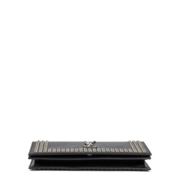 SAINT LAURENT Black Calfskin Leather Silver Studded Clutch .Clutch - Picture 6 of 9